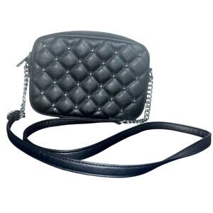 Rebecca Minkoff RM Studded Quilted Faux Leather Crossbody Bag Black Chain Strap
